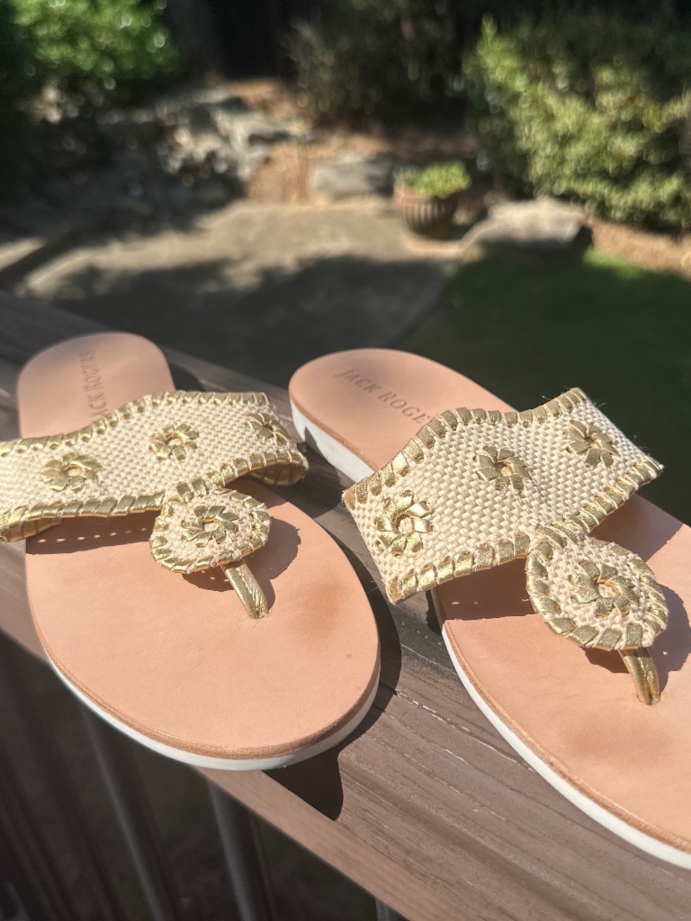 Jack Rogers Boating Jacks Sandals Metallic Platinum Gold Size 8